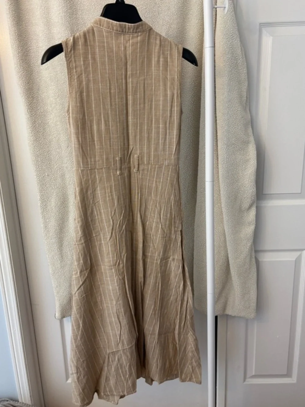 Lee Cooper Beige & White Button-Front Sleeveless Cotton Blend Dress Size Small - Picture 10 of 12